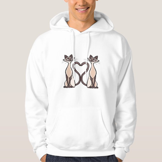 Siamese Cats Heart Hoodie (Front)