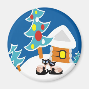 Siamese Cats Holiday Magnet