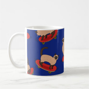 Siamese Cats Skateboards: Vintage Pattern Coffee Mug