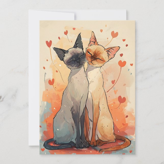 Siamese cats Valentine's day  Holiday Card (Front)