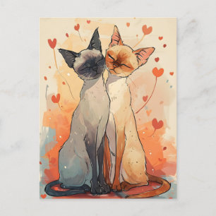 Siamese cats Valentine's day Postcard