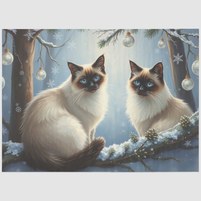 Siamese Christmas Cats Tissue Paper (Front)