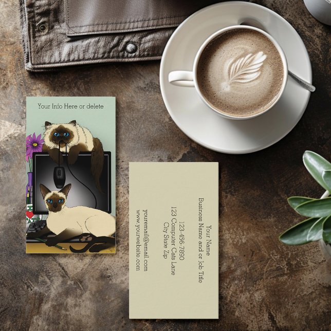 Siamese Computer Cats Mischief Business Card (Creator Uploaded)