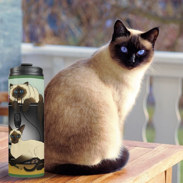 Siamese Computer Cats Mischief Thermal Tumbler (Creator Uploaded)