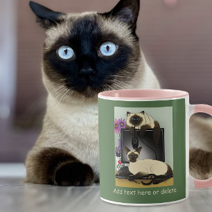Siamese Computer Office Desk Cats Funny Mischief Mug