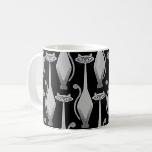 Siamese curious cat - black and white coffee mug