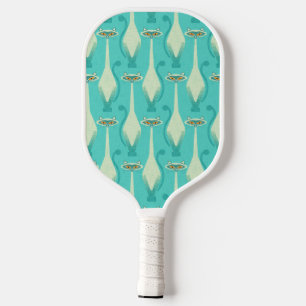 Siamese curious cat - turquoise and orange pickleball paddle