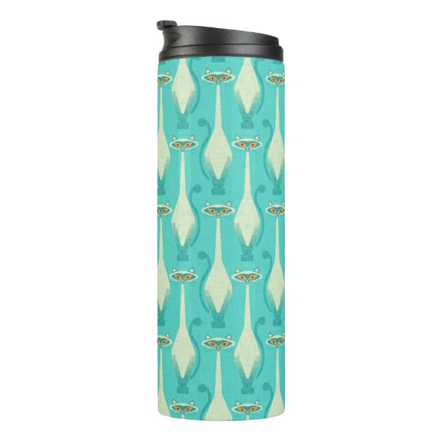 Siamese curious cat - turquoise and orange thermal tumbler (Rotated Right)