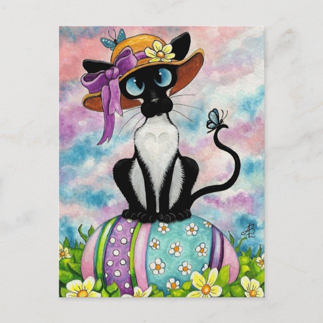 Siamese Easter Bonnet Holiday Postcard (Front)
