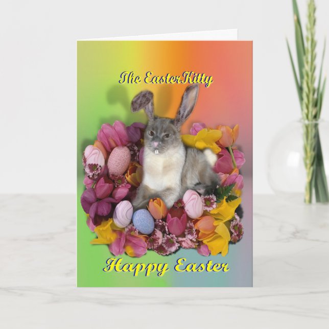 Siamese Easter Kitty Holiday Card (Front)