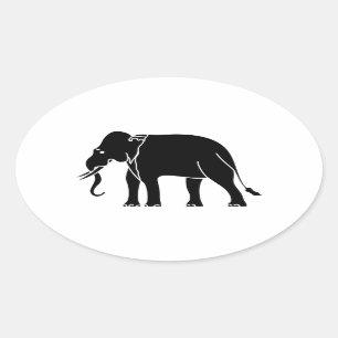 Siamese Elephant Oval Sticker