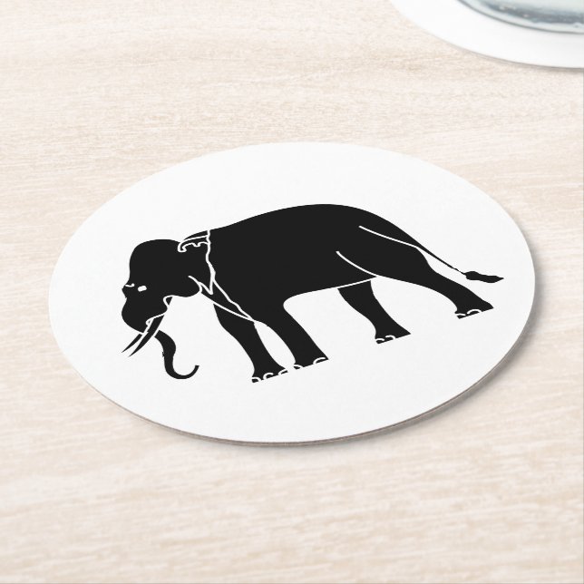 Siamese Elephant Round Paper Coaster (Angled)