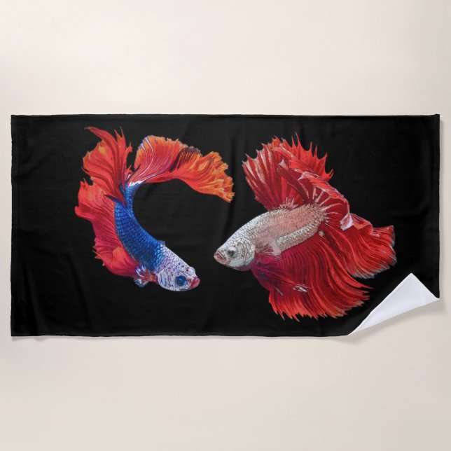 Siamese Fighting Fish Beach Towel (Front)