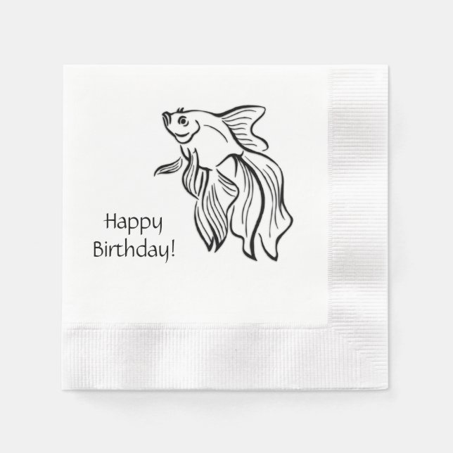 Siamese Fighting Fish Birthday Napkin (Front)