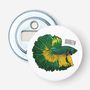 Siamese fighting fish cartoon illustration bottle opener
