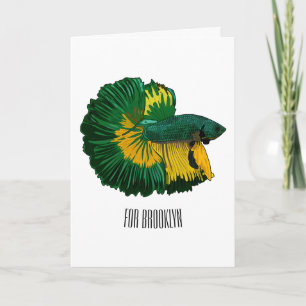 Siamese fighting fish cartoon illustration card