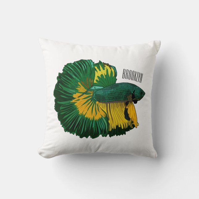 Siamese fighting fish cartoon illustration cushion (Front)