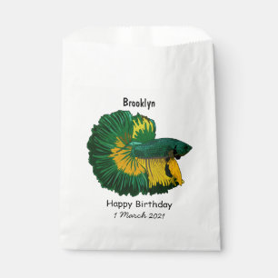 Siamese fighting fish cartoon illustration favour bag