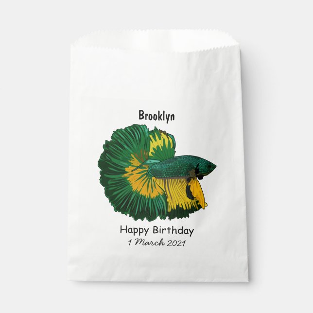 Siamese fighting fish cartoon illustration favour bag (Front)