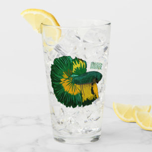 Siamese fighting fish cartoon illustration glass