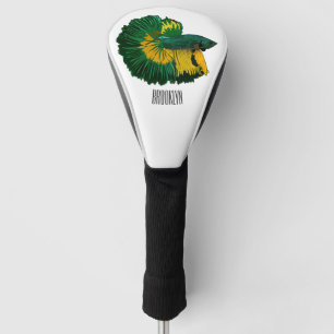 Siamese fighting fish cartoon illustration golf head cover