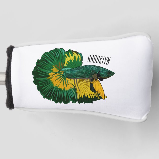 Siamese fighting fish cartoon illustration golf head cover (Front)