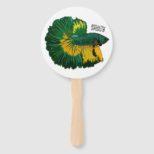 Siamese fighting fish cartoon illustration hand fan