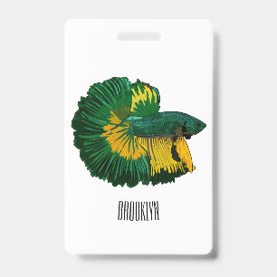 Siamese fighting fish cartoon illustration ID badge
