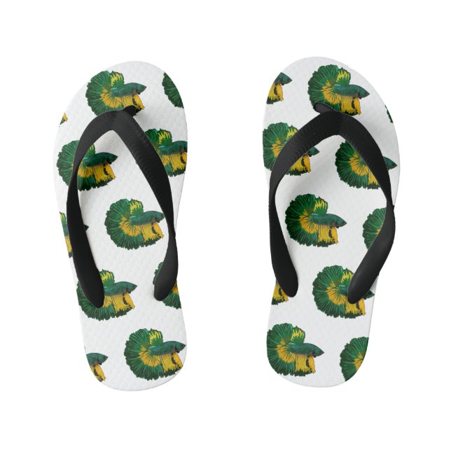 Siamese fighting fish cartoon illustration kid's thongs (Footbed)