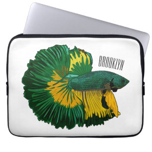 Siamese fighting fish cartoon illustration laptop sleeve