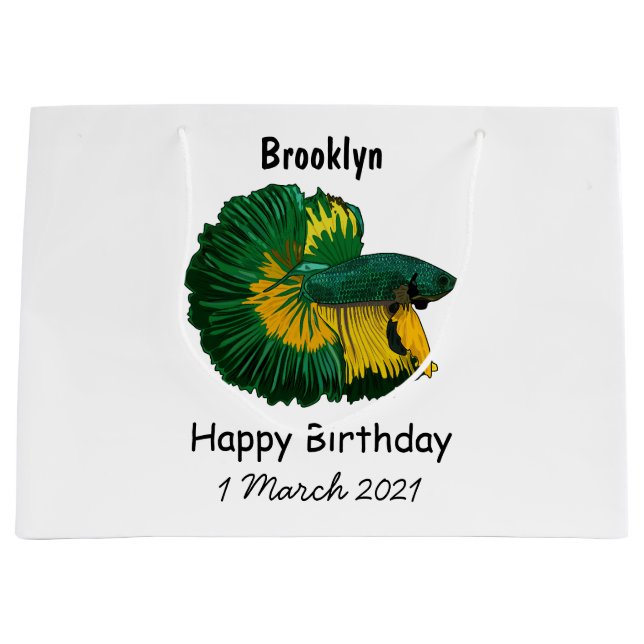 Siamese fighting fish cartoon illustration large gift bag (Front)