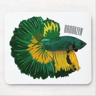 Siamese fighting fish cartoon illustration mouse pad