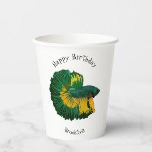 Siamese fighting fish cartoon illustration paper cups