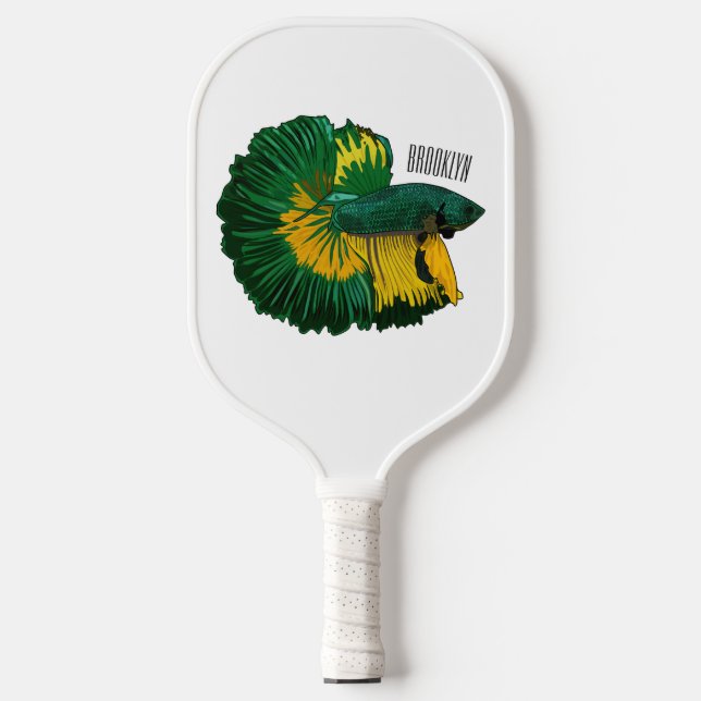 Siamese fighting fish cartoon illustration pickleball paddle (Front)