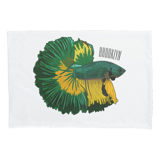 Siamese fighting fish cartoon illustration pillowcase (Front)