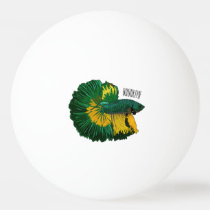 Siamese fighting fish cartoon illustration ping pong ball