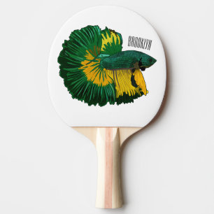 Siamese fighting fish cartoon illustration ping pong paddle