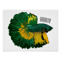 Siamese fighting fish cartoon illustration