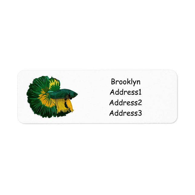 Siamese fighting fish cartoon illustration return address label (Front)