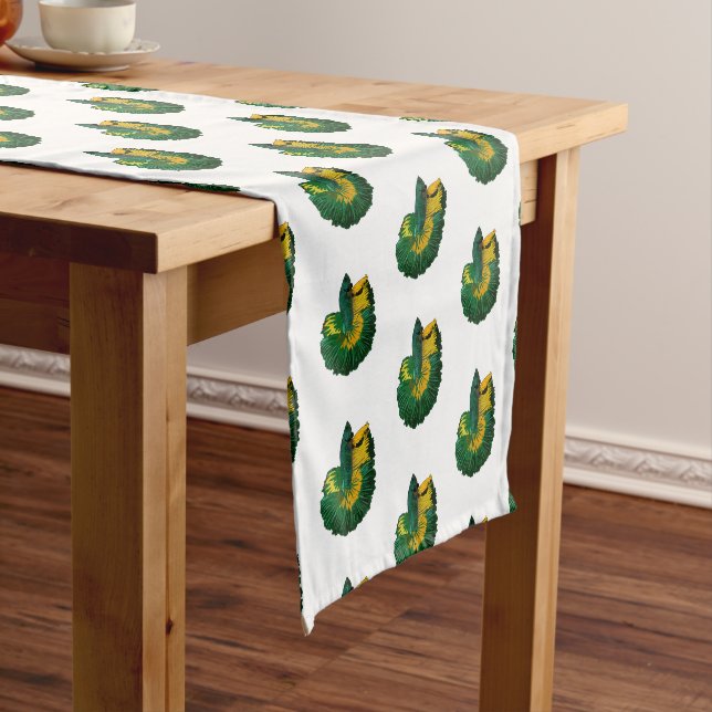 Siamese fighting fish cartoon illustration short table runner (In Situ)