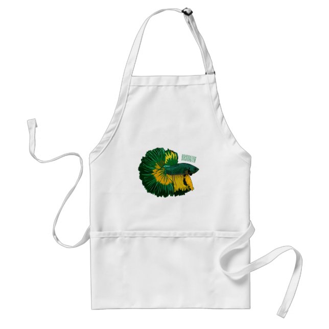 Siamese fighting fish cartoon illustration standard apron (Front)