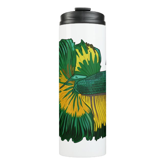 Siamese fighting fish cartoon illustration thermal tumbler (Front)