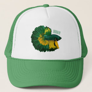 Siamese fighting fish cartoon illustration trucker hat