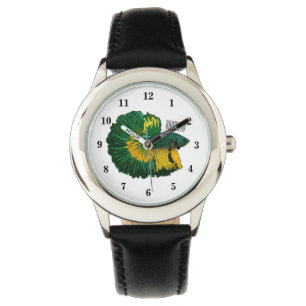 Siamese fighting fish cartoon illustration watch