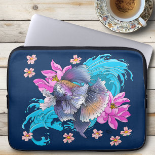  Siamese Fighting Fish Floral Laptop Sleeve