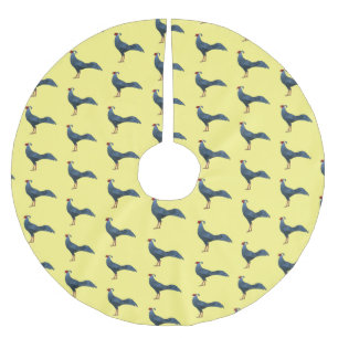 Siamese fireback bird cartoon illustration brushed polyester tree skirt