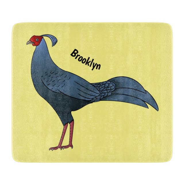 Siamese fireback bird cartoon illustration  cutting board (Front)