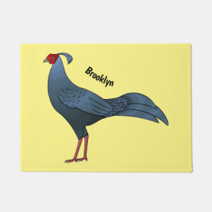 Siamese fireback bird cartoon illustration doormat