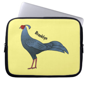 Siamese fireback bird cartoon illustration laptop sleeve
