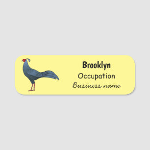 Siamese fireback bird cartoon illustration name tag